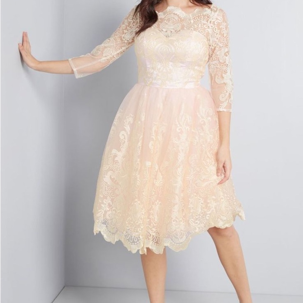 Chi Chi London Cream Lace wedding/formal Midi Dress